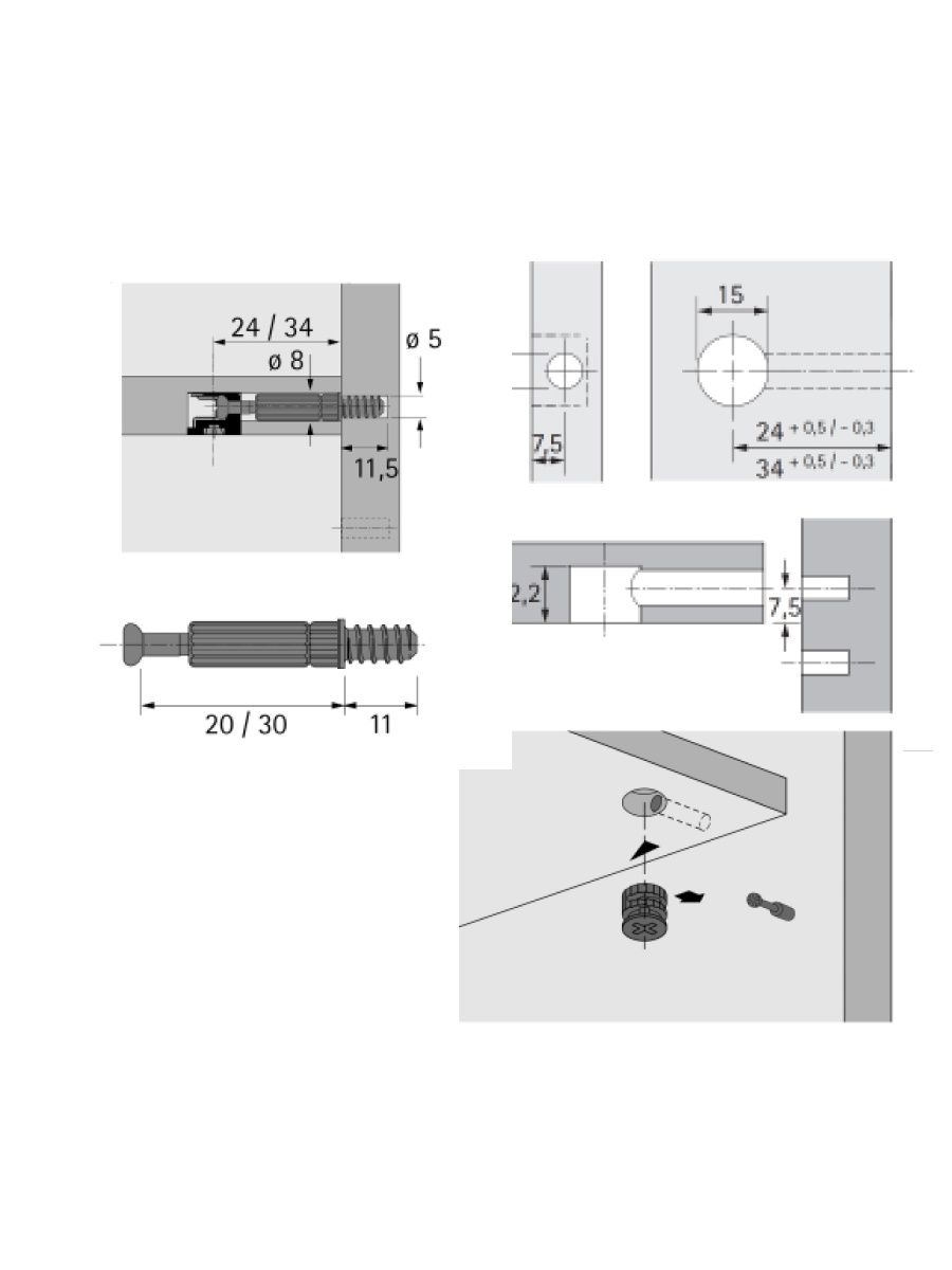 Эксцентриковая мебельная стяжка hettich rastex 15