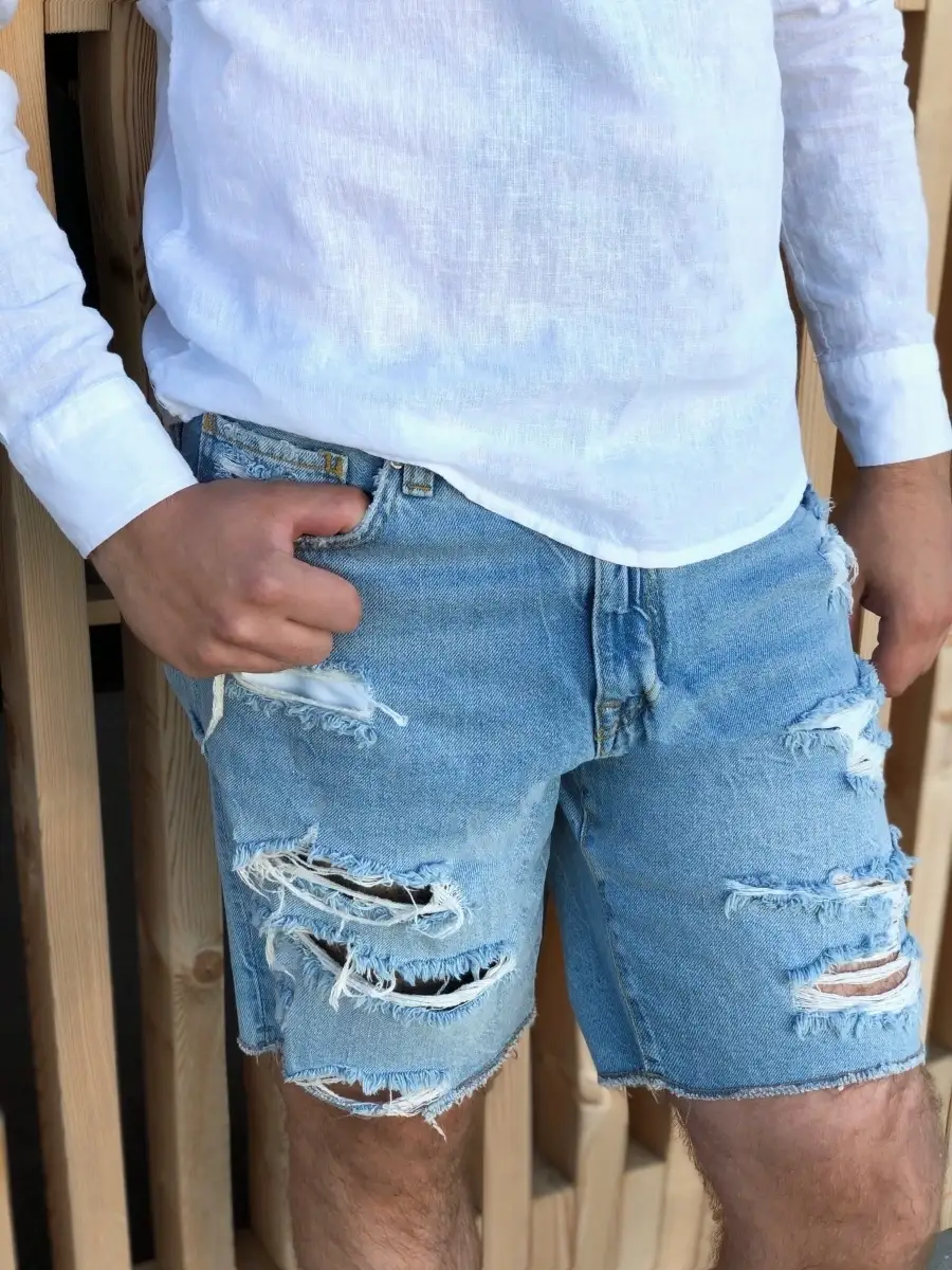 Шорты джинсовые рваные модные из денима синие BULANTI 45620689 купить в интернет-магазине Wildberries