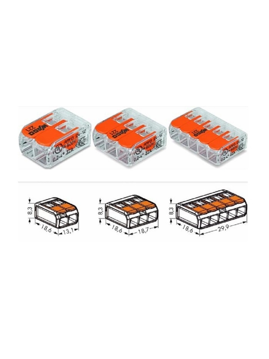 Двойной х. Клеммник WAGO 221-415. WAGO 221-415 5х0,2-4мм для гибких проводов (новинка). Клеммы ваго 221. Клеммная колодка 