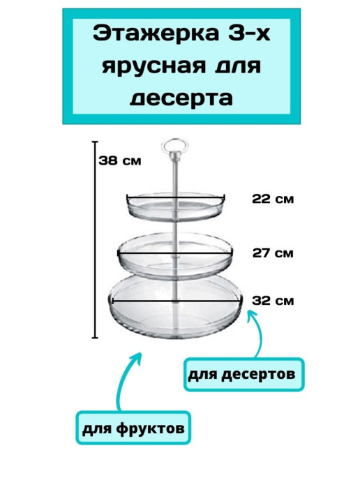 Этажерка 3-х ярусная для десерта prohotel