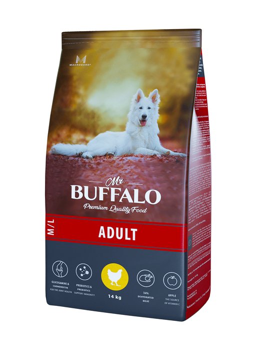 Корм для средних собак. Сухой корм для собак Mr.Buffalo Adult m/l с курицей 2кг. Mr.Buffalo корм для собак 14кг. Мистер Буффало корм для собак. Buffalo Adult всех пород курица 2кг.