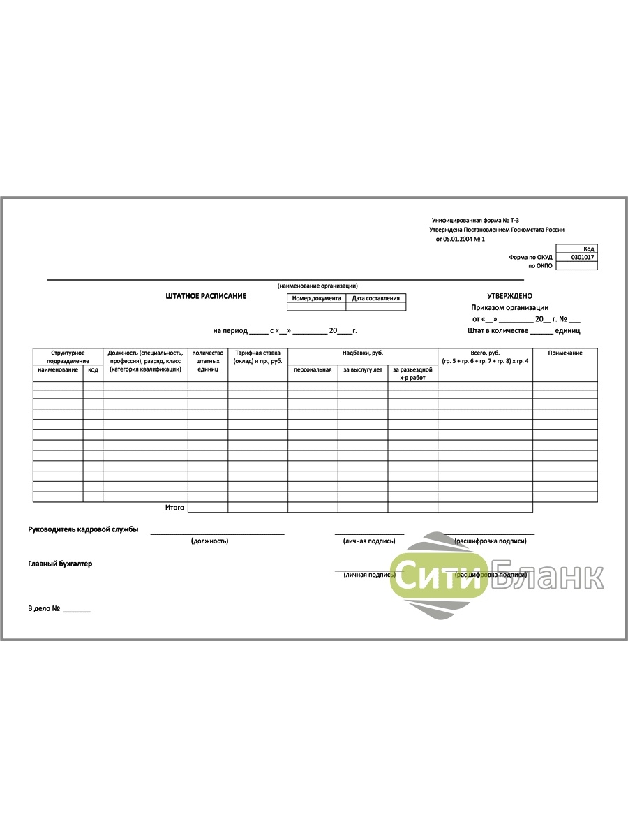 Форма т3 штатное расписание образец. 0301017 Т-3 штатное расписание. Штатное расписание образец незаполненный. Форма т3. Унифицированная форма т-3 штатное расписание.