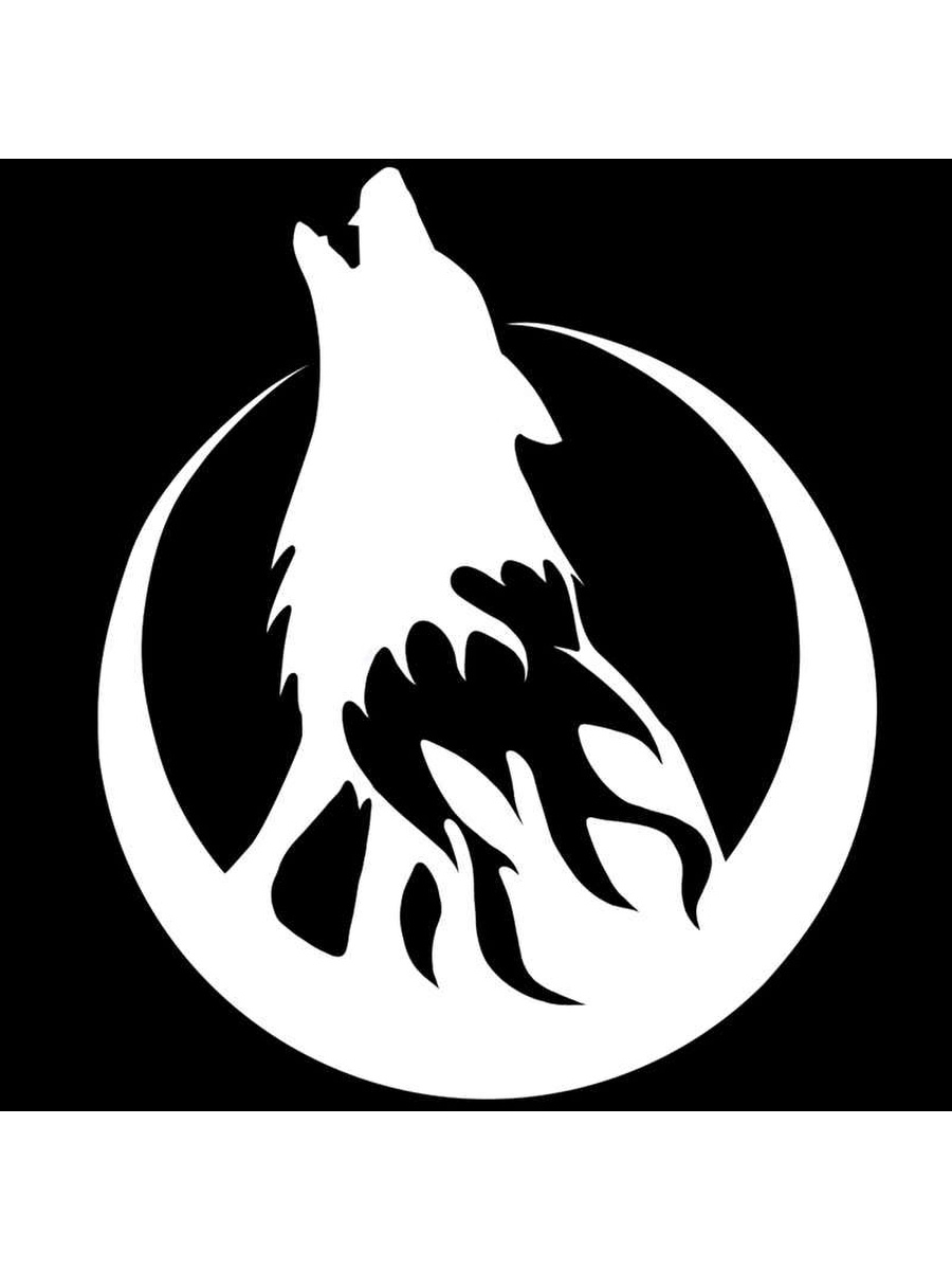 Логотип волк воет на луну