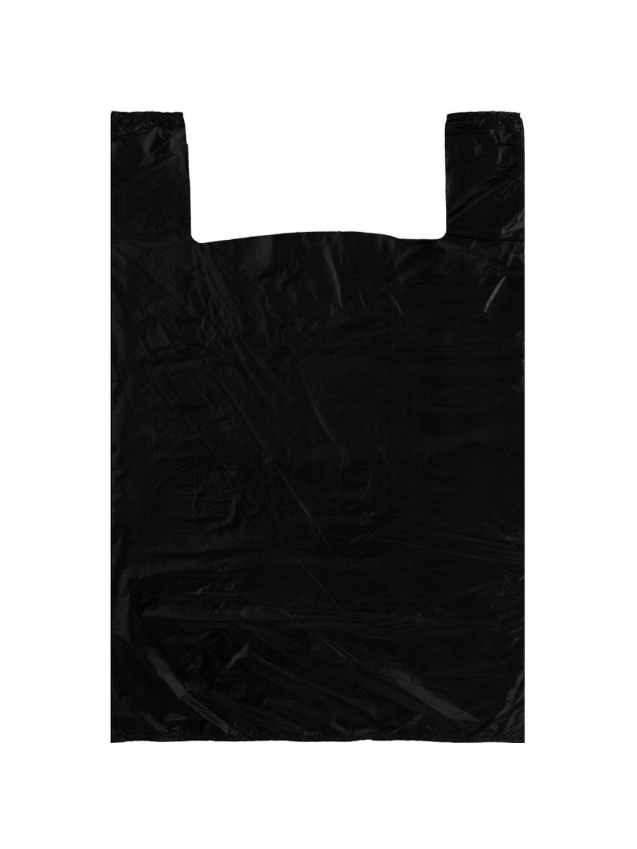 Пакет-майка ПНД черный 30 мкм (40+18x70 см, 50 штук в упаковке)