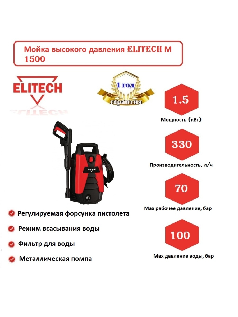 Схема мойки высокого давления elitech