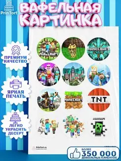 Вафельная картинка для торта мальчику Майнкрафт Minecraft