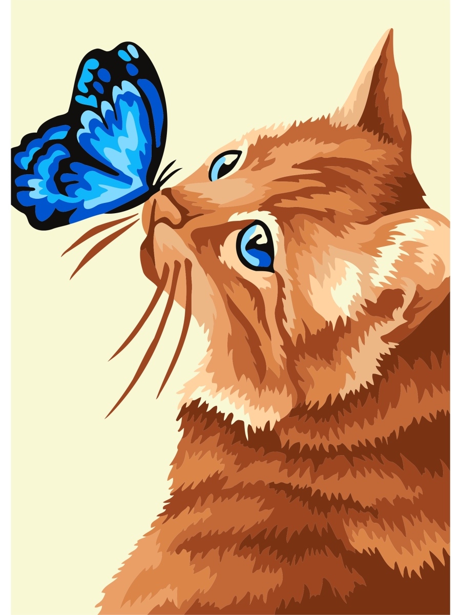 Картина по номерам кот с бабочкой на носу