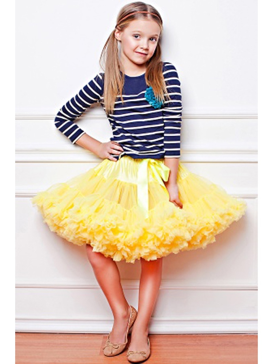 Желтая пышная юбка для девочки