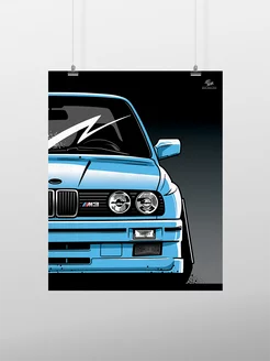 Постер 50x40 см, BMW, e30, M Sport, Drift