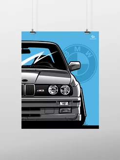 Постер 50x40 см, BMW, e30, M Sport, Drift