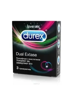 Презервативы Dual Extase рельефные с анестетиком, 3 шт