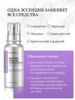 Кислородная эссенция. Dr.Pepti+ кислородная эссенция для омоложения кожи Peptide Volume Master Essence, 50 мл. Amino Dr Pepti шампунь. Dr Pepti крем для глаз. Кислородная эссенция меди пил с пептидами пробник.