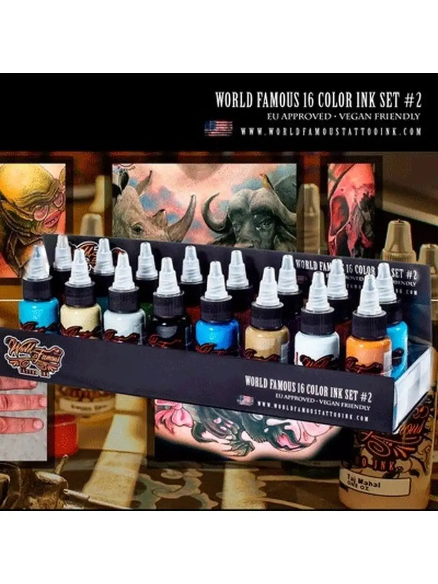 16 Color Set #2, World Famous Tattoo Ink 1 oz