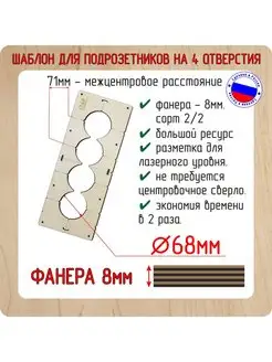 Шаблон для подрозетников на 4 отверстия