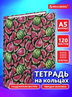 Тетрадь на кольцах А5 120л. клетка, 60г м2, твердый картон