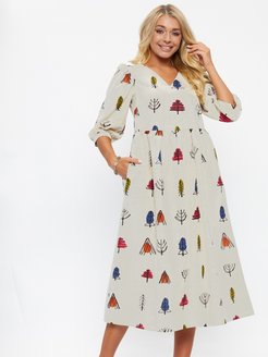 Льняное платье длинное большие размеры стиль бохо PlaceX 59318617 купить за 3 506 ₽ в интернет-магазине Wildberries
