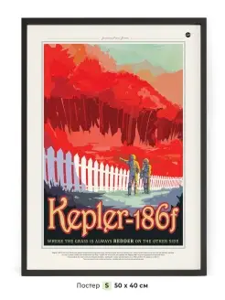 Постер NASA - Экзопланета Kepler-186f 50 x 40 см в тубусе