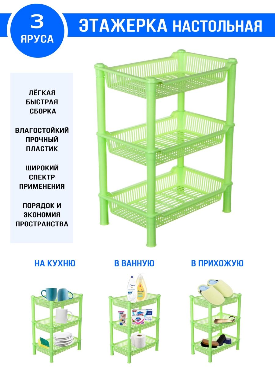Пластиковая этажерка с ящиками для кухни