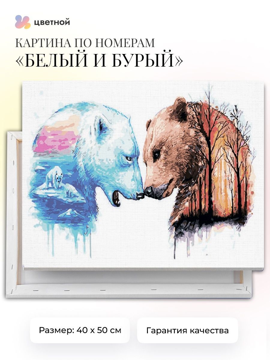 Белый и бурый медведь арт