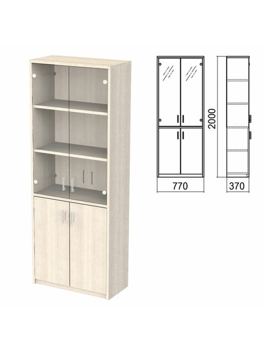шкаф для документов со стеклом 770х370х2000