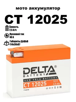 Delta аккумуляторная батарея CT 12025 (YT4B-BS )