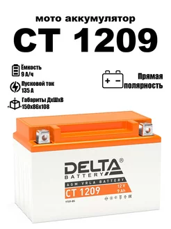 Delta аккумуляторная батарея CT 1209 (YTX9-BS)