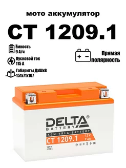 Delta аккумуляторная батарея CT 1209.1 (YT9B-BS(9B4))