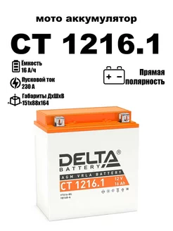 Delta аккумуляторная батарея CT 1216.1 (YTX16-BS, YB16B-A)