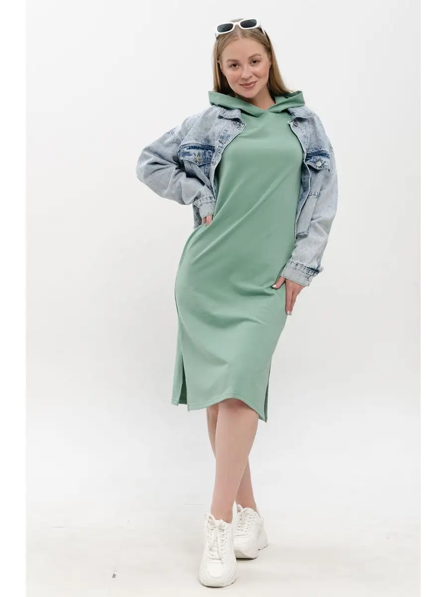 Платье толстовка женское осень с капюшоном спортивное миди Kanka 62217348 купить за 1 111 ₽ в интернет-магазине Wildberries