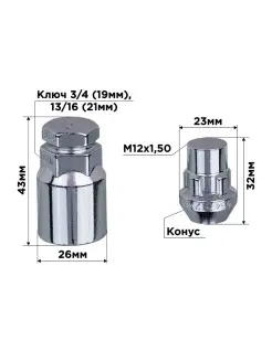 Гайки секретки М12х1,50 32мм