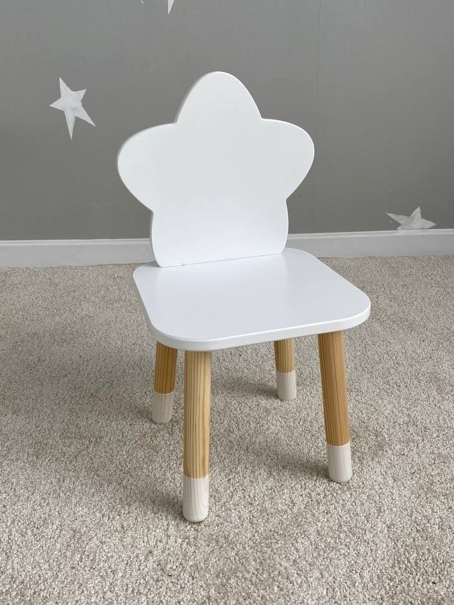 Комплект детской мебели dimdomkids стол овал белый стул зайка белый