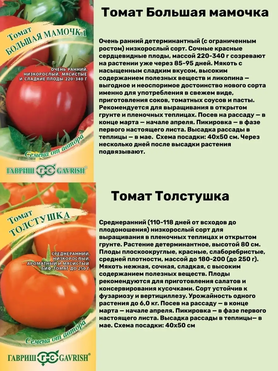 Семена раннеспелых низкорослых томатов Гавриш 64170169 купить за 244 ₽ винтернет-магазине Wildberries