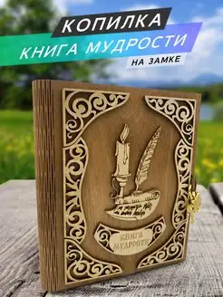 Копилка деревянная книга для монет и купюр