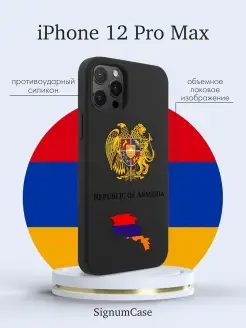 Черный силиконовый чехол для Iphone 12 Pro Max Герб Армении…