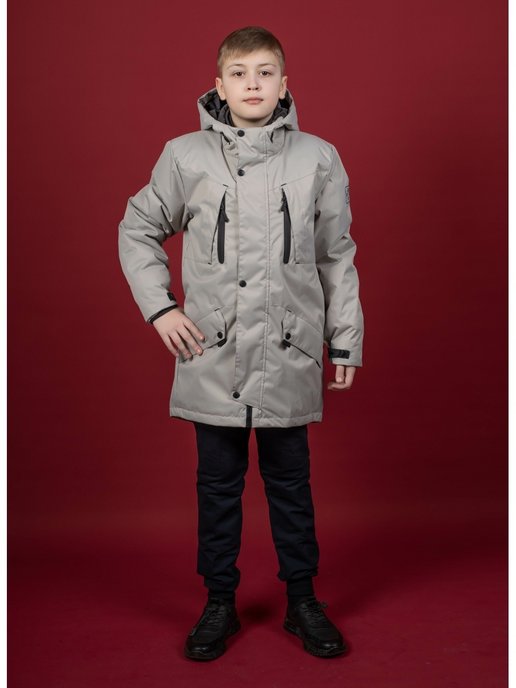 Куртка демисезонная для мальчика удлиненная парка еврозима