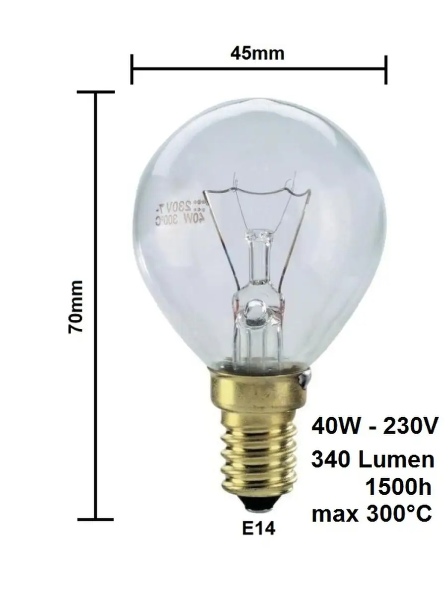 Лампа для духовки Bosch 300 градусов 40 ватт