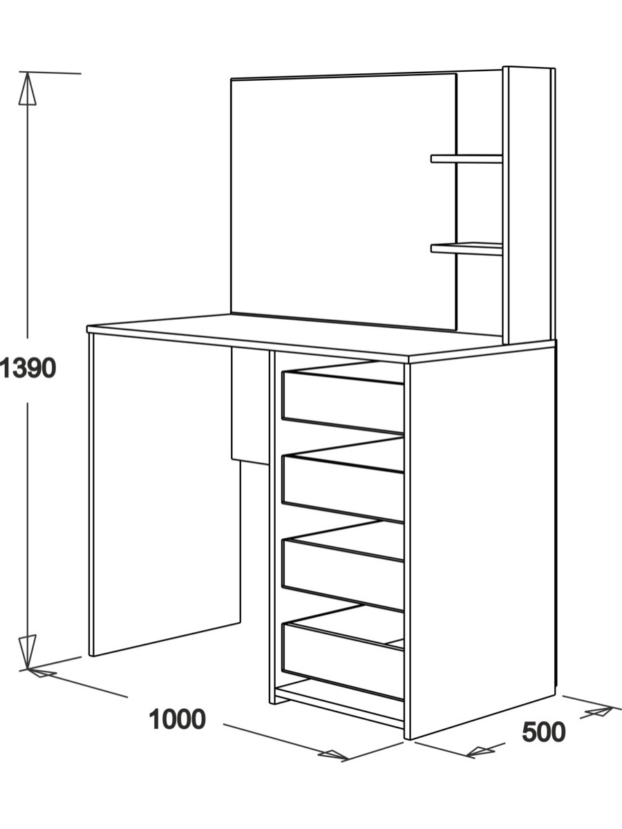 Трюмо с зеркалом Размеры
