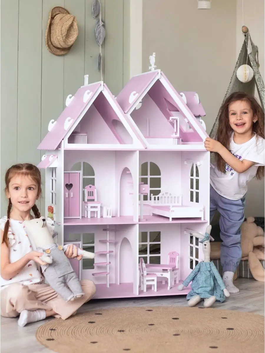 Кукольные домики в интерьере комнаты для девочек – развивающая игрушка и украшение покоев принцессы
