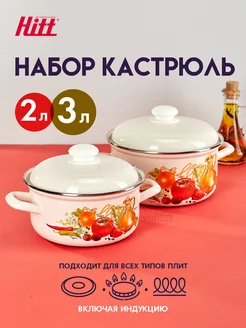 Набор кастрюль с крышками 2 и 3 литра, эмалированные, 2 шт