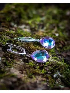 Серьги с натуральными кристаллами Swarovski