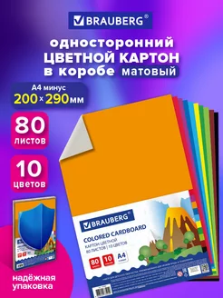 Цветной картон для школы набор А4 матовый 80 л 10 цв