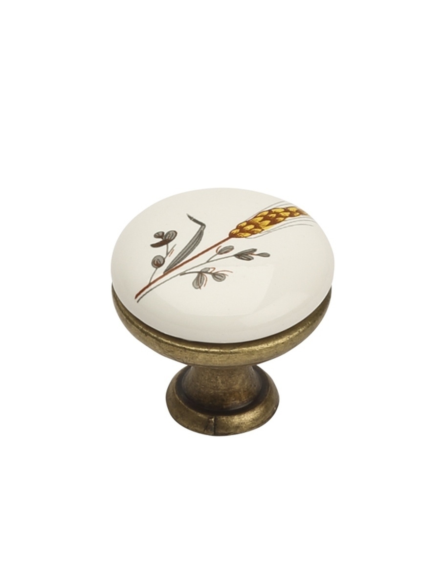 Ручка-кнопка k8005, 96мм, античная бронза, керамика WT/f16